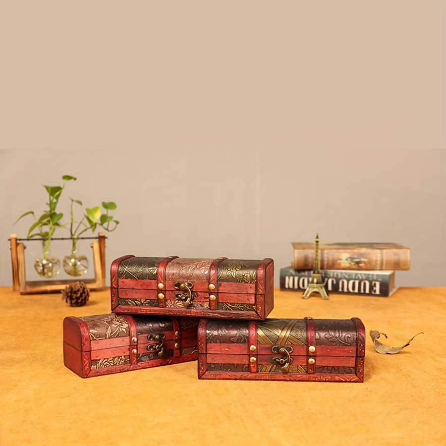 Vintage Style Wooden Jewellery Box, Plant Pattern Storage